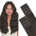 GOO GOO Invisi Edge Tape in Hair Extensions Human Hair, 1C Mocha Brown, 10pcs 20inch 30g, Virgin Remy Hair, Seamless Injected Tape, Natural Look