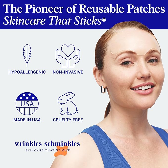 Wrinkles Schminkles Forehead Wrinkle Patches, 2-Pack, Reusable Hypoallergenic Silicone Smoothing Pads + Silicone Patch Cleanser 2 oz, Clean Silicone Patches Without Breaking Down The Adhesive