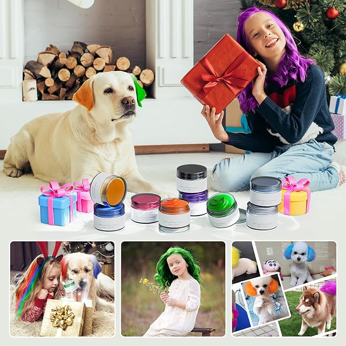 6 Colors Temporary Hair Dye,Temporary Hair Color Wax,Natural Washable Hair Dye Temp Hair Color for Women Men Kids Party Cosplay Halloween