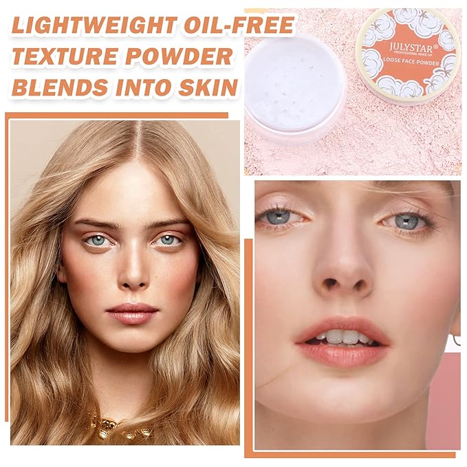 Setting Powder Loose Face Powder Matte Soft Smooth Oil Control Long Lasting Loose Setting Powder Makeup For Natural Flawless #01 Translucent