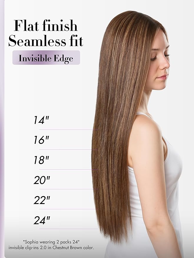 LUVME Invisible Clip in Hair Extensions Real Human Hair, 22 inch 110g 6Pcs, Brown Highlights Human Hair Extensions Clip ins for Women, Natural Seamless Straight Human Hair