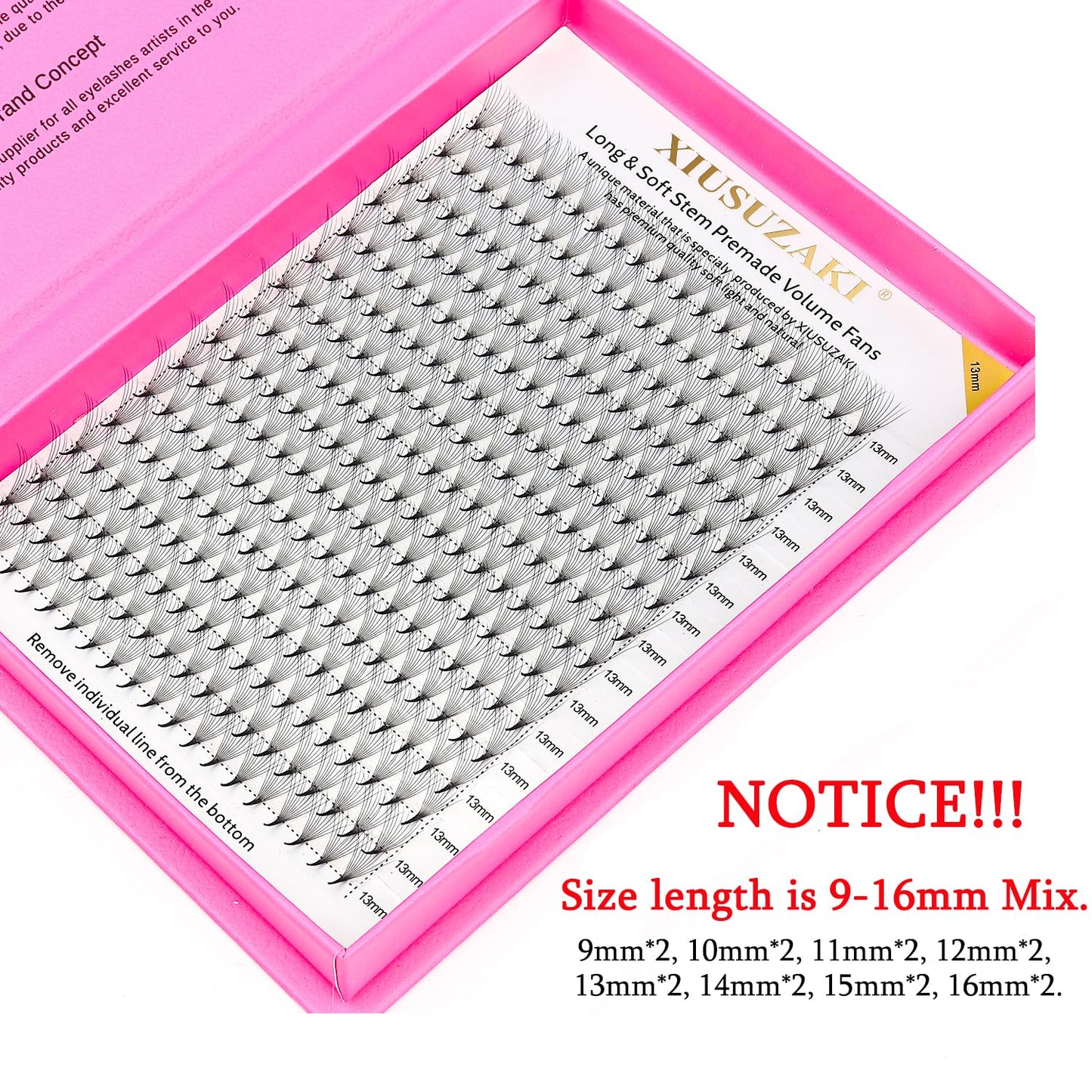 Premade Fans Eyelash Extensions 16D Volume Lash Extensions 0.03 Thickness Eyelash Extension C Curl Premade Lash Fans Mix 9-16mm Fluffy Soft Handmade Lash Fan(16D-0.03-C,9-16mm)