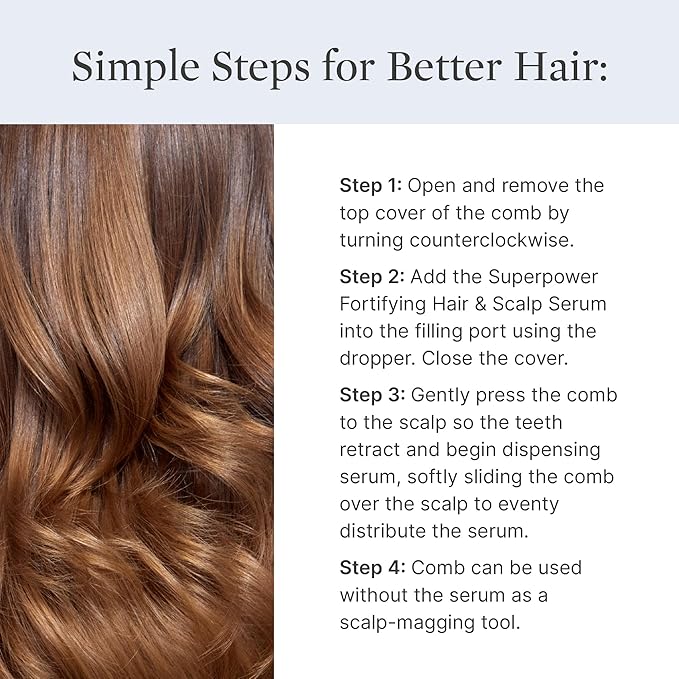 Better Not Younger Superpower Serum & Liquid Comb Bundle – Hair Growth Serum with Scalp Massaging Applicator for Thinning, Aging Hair – Fuller, Stronger Hair for Women Over 40