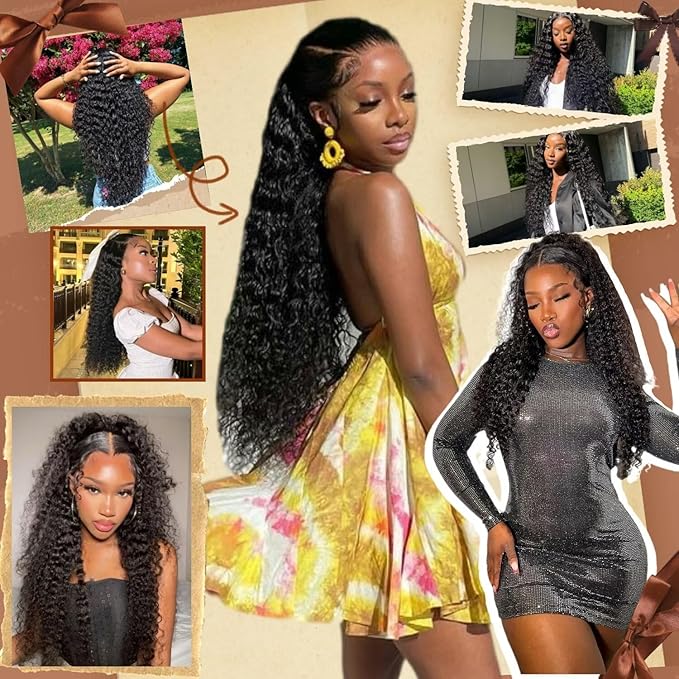 abbildung 30inch Highlight Ombre Lace Front Wig Human Hair 13x6 HD Honey Blonde 4/27 Deep Wave Lace Frontal Wigs Glueless Wigs Human Hair Pre Plucked with (Black, 26 Inch Black, deep wave)