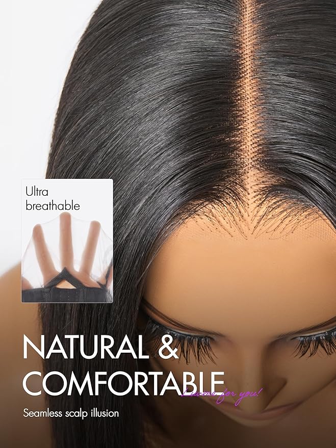 LUVME HAIR 7x6 HD Lace All-Day Comfort Wig PartingMax Lace Bob Wigs Lace Front Wigs Human Hair Pre Cut Plucked Lace Frontal Glueless 10 Inches Natural Black Color
