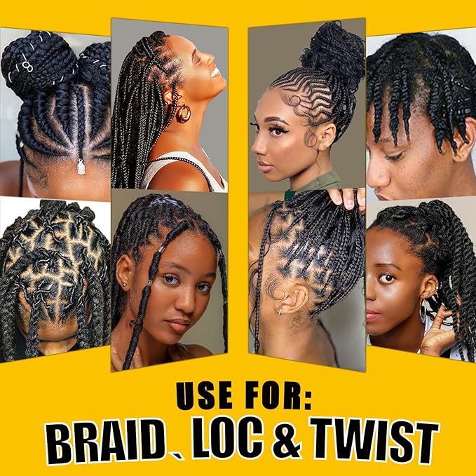 Braid Foam Control Mousse Braiding Hair Mousse for Braids Twist, Locs, No Flake Extra Hold High Shine Style and Moisturizes, Lightweight, Smooth, No Flake Easy to Apply (4pcs)