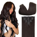 GOO GOO Clip in Hair Extensions Real Human Hair, Remy Human Hair Extensions Clip ins for Women, Natural Human Hair, 24inch 120g 7Pcs, 2A Light Brown