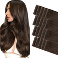 GOO GOO Invisi Edge Tape in Hair Extensions Human Hair, 4A Chocolate Brown 20pcs 20inch 50g, Virgin Remy Hair, Seamless Injected Tape, Natural Look