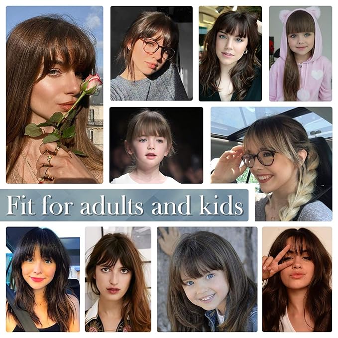 BARSDAR Real Human Hair Clip in Bangs - Natural Black Clip in Human Hair Bangs for Women - Natural Black Thick Bangs Extensions Fringe with Temples Real Hair Bangs Hairpieces