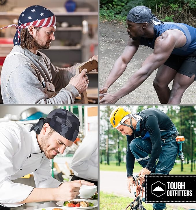 Cooling Helmet Liners - Do Rag Skull Caps for Men - Cooling Head Wraps, Hard Hat Liner - Motorcycle Pirate Bandana
