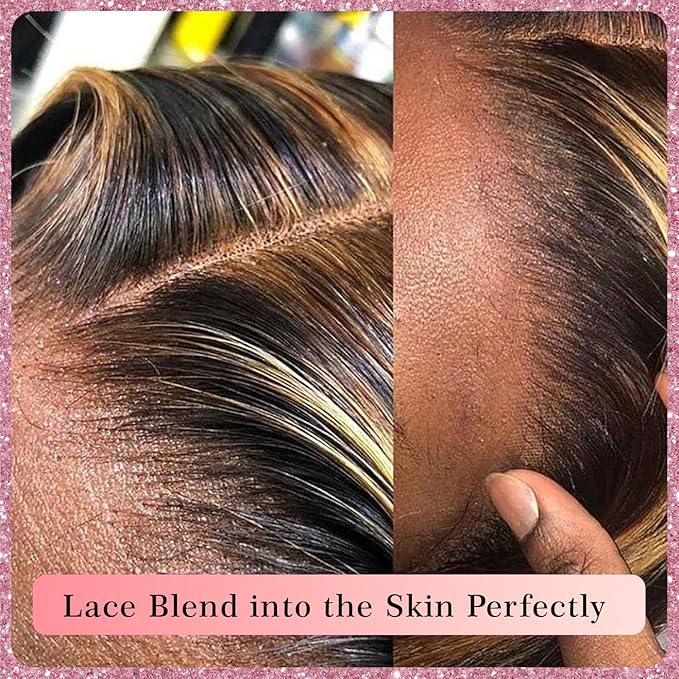 13x4 Full Lace Fronatal Wig Skinlike HD Lace Wig 4/27 Highlight Honey Blond Body Wave Lace Front Wigs Pre Plucked Tiny Knots with Baby Hair 200% Density for Women Body Wave Colored Wig