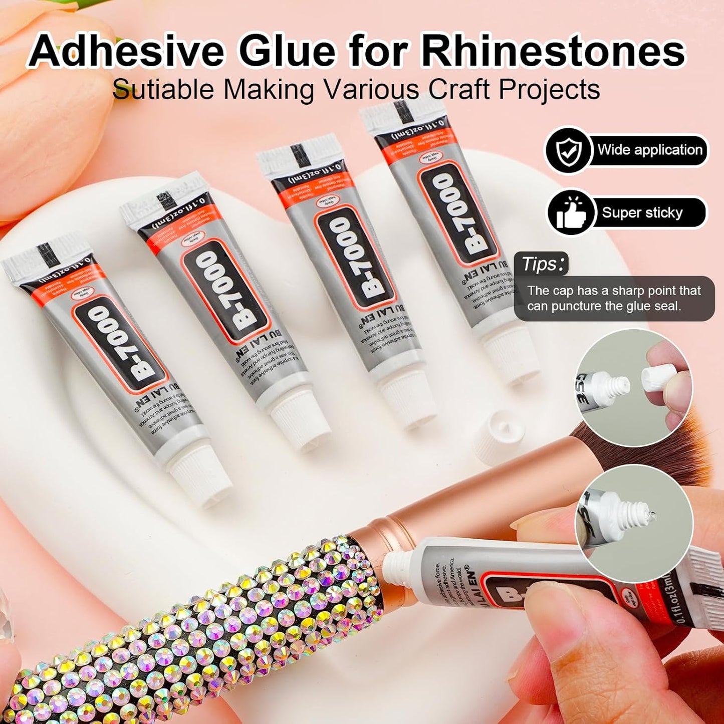 Canvalite 25000PCS Resin Jelly Rhinestones for Crafting,Hot Pink AB Flatback Gems, Bedazzling Crystal with 5x2.5g B7000 Jewelry Glue and Tweezers Dotting Pen for DIY Crafts Clothing Shoes Nail Art