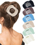 6 Pack Flat Hair Clips for Women, No-Slip Flat Claw Clips,Large Strong Hold Square French Claw Clips for All Hair Textures (Matted Morandi Color)