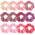 Velvet Scrunchies, 12 Piece Blush Pink Hair Bands, Soft Elastic Hair Ties for Women, Girls, Ponytail Holders, 4.3 Inch Diameter