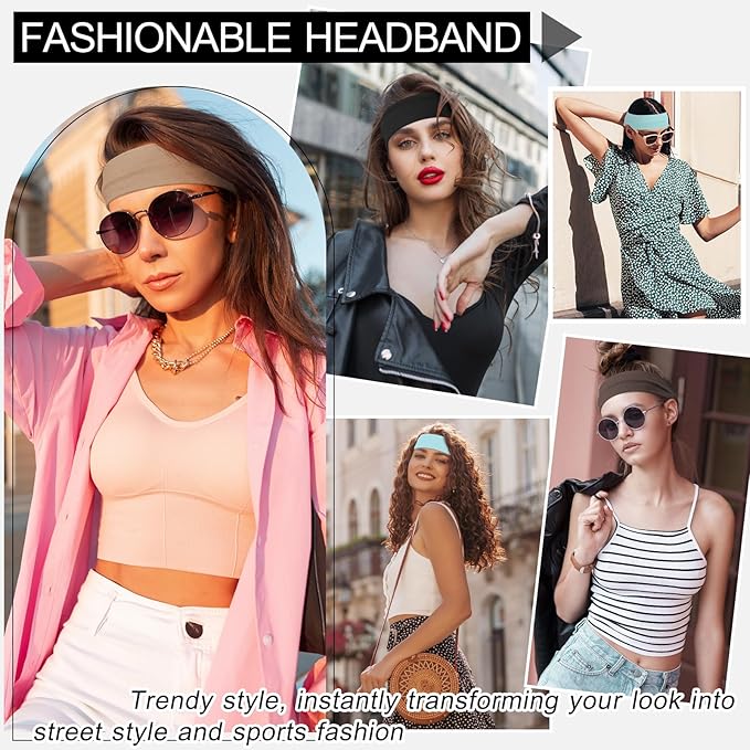 10 PCS Headbands for Women - Fashion Non Slip Cotton Headbands for Women and Men Perfect for Sports and Outdoor Activities in Summer,Including Running, Yoga, Cycling, Gym Workouts