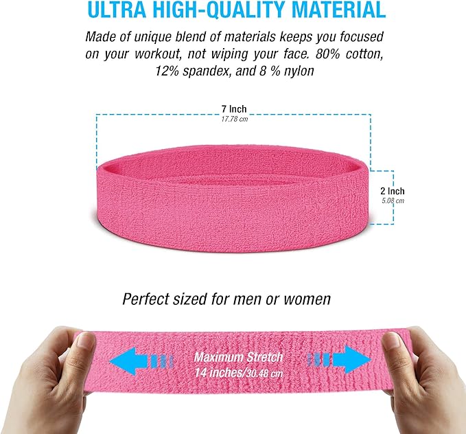 Suddora Sweatbands Set, Moisture Wicking 2 Wristbands and 1 Headband, Breathable Terry Cloth Athletic Bands for Basketball, Tennis, Yoga, Gym, Sweat Bands for Costumes and Cosplay