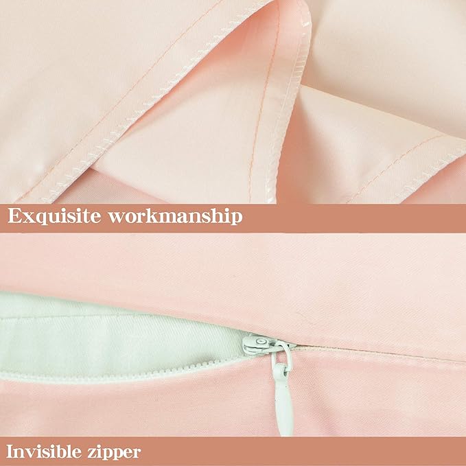 NTBAY Zippered Satin Body Pillow Pillowcase, Silky Slip Cooling Body Pillow Cover, Long Side Hidden Zipper, 20x54 Inches, Pink