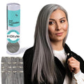 Irresistible Me Real Human Hair Extensions Clip Ins – 100% Human Hair Clip In Extensions for Length & Volume – Invisible Extension – Heat Resistant & Dyeable – Salt & Pepper, 20 Inches