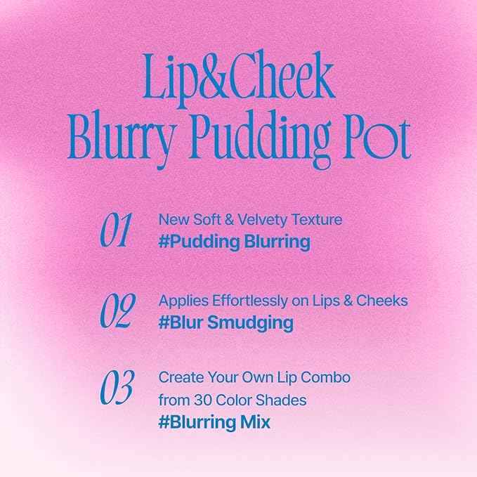 Lip&Cheek Blurry Pudding Pot | Blushed Moment - Skirt | Makeup Blush, Buildable Lightweight, Multi-Use Soft Matte Finish | 5g