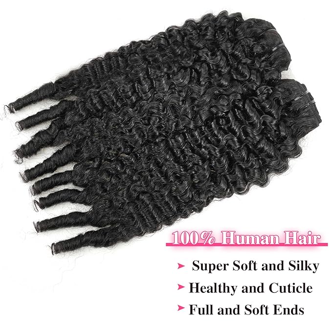 Burmese Curly Clip in Hair Extensions #1B Natural Black Color Curly Clip ins For Women Brazilian Virgin Clip on Hair(26inch,#1B)