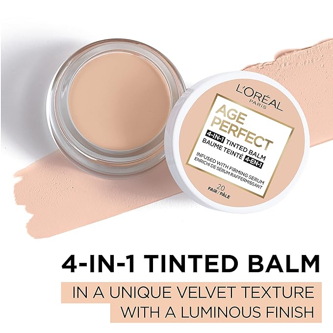 L'Oreal Paris Age Perfect 4-in-1 Tinted Face Balm Foundation with Firming Serum, Fair 20, 0.63 Ounce