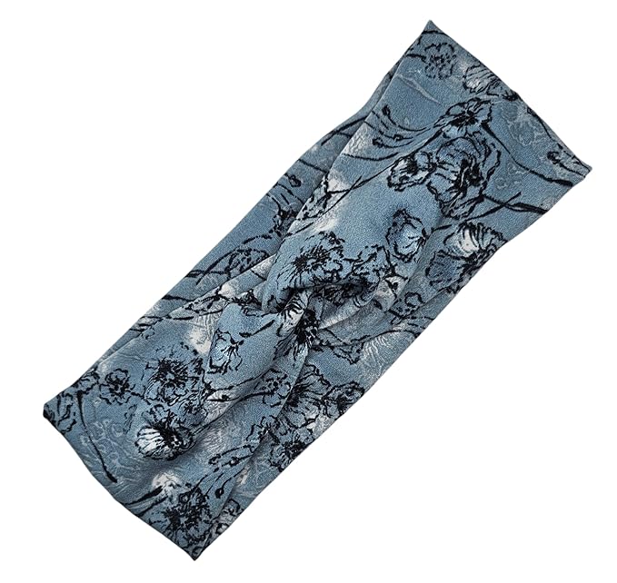 Soft Stretchy Headband, 3-in-1 Versatile Twist Style, One-Piece (Floral Blues, Child)