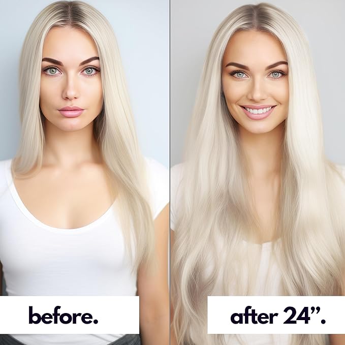 Irresistible Me Real Human Hair Extensions Clip Ins – 100% Human Hair Clip In Extensions for Length & Volume – Invisible Extension – Heat Resistant & Dyeable – Icy Blonde, 20 Inches