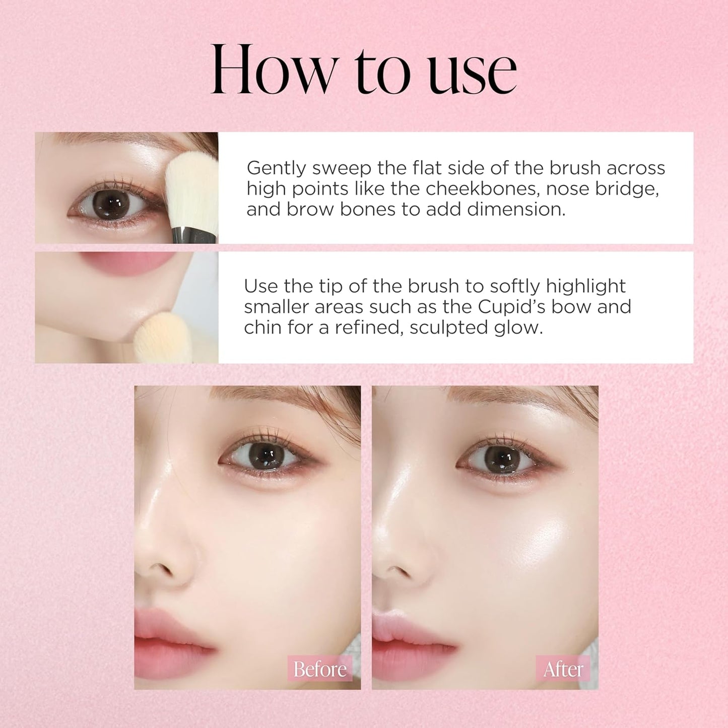 Piccasso 116 Highlighter Brush – Soft Goat Hair Makeup Brush for Face, Ideal for Highlighting Cheekbones, Nose, and Jawline, Fluffy Blush Brush for Natural Glow, Professional Korean Beauty