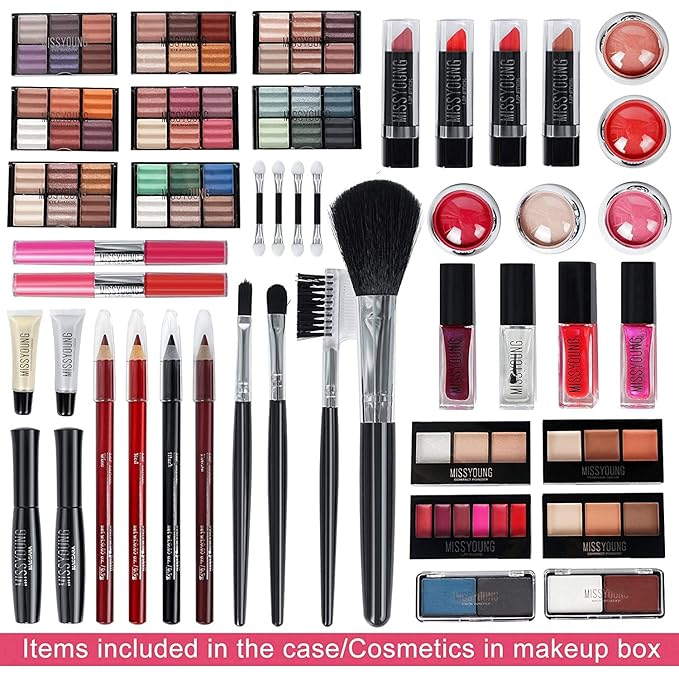 Make-up Box Set Multi-purpose Cosmetic Storage Beauty Case Professional Contain Eyeshadow Concealer Lip gloss Blusher Compact Powder Eyebrow and Makeup Pencil Brush #3