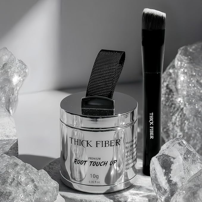 THICK FIBER Root Touch Up Powder with Brush – Covers Grey Roots, Thinning Hair & Bald Spots – Sweat & Water Resistant for Men & Women (Medium Golden Brown, 0.35 Ounce (Pack of 1))