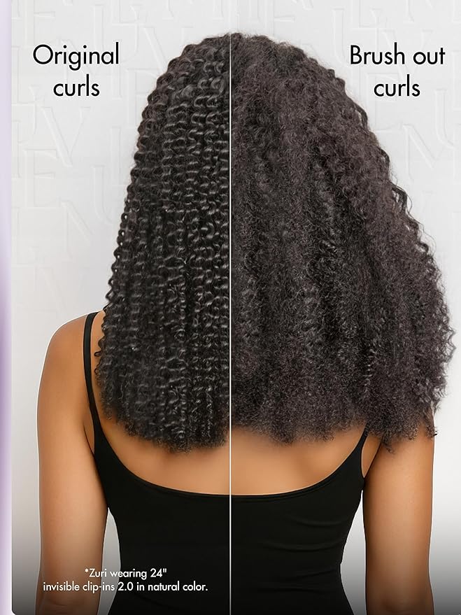 LUVME Invisible Clip ins Hair Extensions Deep Kinky Curly Real Human Hair Remy Hair Clip ins for Women, Natural Human Hair, 22 inch 110g 6Pcs, Natural Black