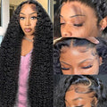 BVLBVL 36 Inch 13x6 Deep Wave Lace Front Wigs Human Hair Curly Human Hair Wig HD Lace Frontal Wig Pre Plucked 180 Density, Real Human Hair No Synthetic Blend No Tangle No Shedding Triple Lifespan 3X
