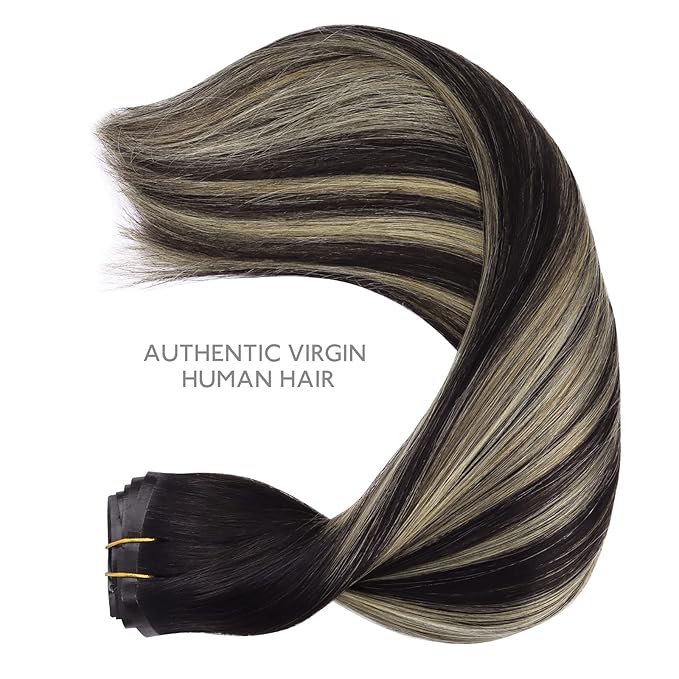 WENNALIFE Seamless Clip In Hair Extensions, 22 Inch 150g 7pcs Natural Black to Light Blonde Hair Extensions Clip in Human Hair Invisible PU Skin Weft Natural Remy Human Hair Extensions