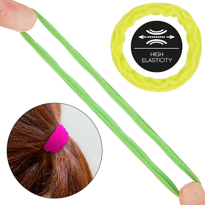18pc Waved Ponytail Elastic Set in Bright Colors - Ponytail Holders Hair Ties Value Pack - Colorful Ponytail Holders Wavy Textured Hair Ties For Women