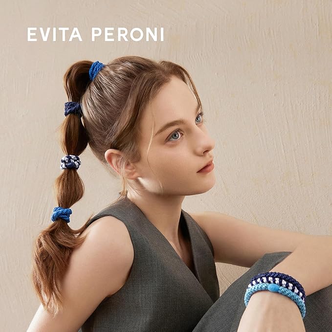 EVITA PERONI 12 Pcs Hair Ties, High Elastic Ponytail Holders, Hair Ties No Damage for Thick Curly Hair Women Men (Ocean Blue)