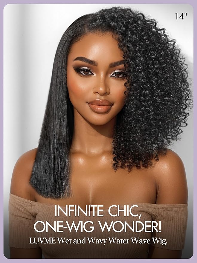 LUVME HAIR Wet and Wavy 5x5 Closure Water Wave Short Curly Bob Glueless Wigs Human Hair Pre Plucked Pre Cut Lace Side Part 100% Human Hair Wig 12 Inches