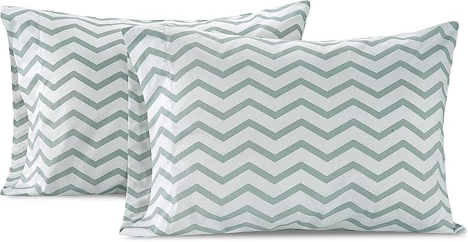 Lane Linen 100% Organic Cotton King Size Pillow Cases Set of 2 (20''x36'') Pillow Cases King Size, Organic Cotton Pillowcases, King Size Pillow Case Set, King Pillow Cases Set of 2 Chevron Cool Blue