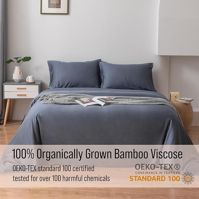 Bella Coterie | Luxury Bamboo Viscose Queen Size Pillowcase Set | 100% Organically Grown | Ultra Soft | Cooling | 2 Pcs [Slate Blue]