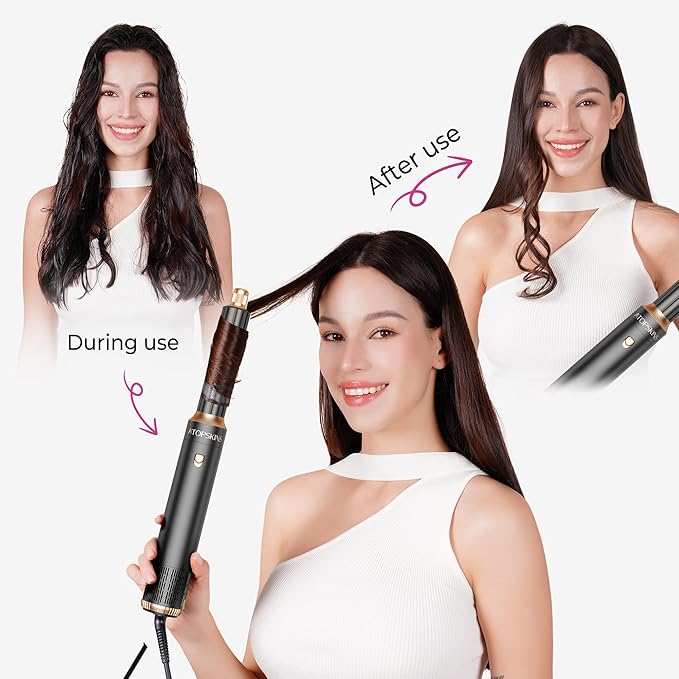 6 in 1 Blow Dryer Brush Set & Hot Air Styler, Negative Ionic Hair Dryer Brush Hair Styling Tools for Fast Drying Straightening Curling Voluming, Ideal Gifting for Women (Black)