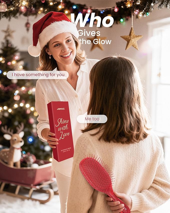 Christmas Gift for Women, Stocking Stuffers for Teen Girls, AIMIKE Painless Hair Brush Detangler w/Soft Bristles, Extra Gentle Hairbrush for Fine or Sensitive Hair, Ideal Holiday Presents