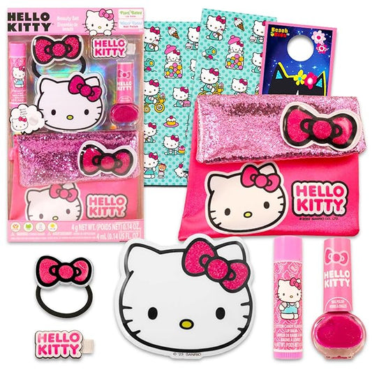 Hello Kitty Lip Balm Set - Bundle with Hello Kitty Lip Balm Plus Scrunchie, Bracelet, Cosmetic Bag, Stickers, More | Hello Kitty Lip Balm for Girls