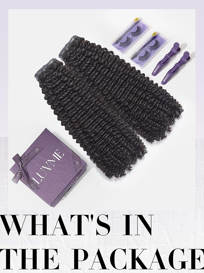 LUVME Curly Hair Extensions Clip ins for Women, Full Head with 2 Pack 270g 14pcs 24Inch Clip in Hair Extensions Raw Virgin Hair Kinky Curly Clip ins