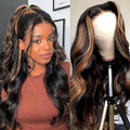 Highlight Wig Human Hair Body Wave Lace Front Wigs Human Hair Pre Plucked 13x4 Ombre Lace Front Wig Human Hair for Women 1B/30 Black with Brown Balayage Glueless Wigs 200 Density 22 Inch