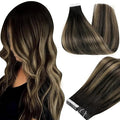 Full Shine Tape in Hair Extensions Real Hair 18Inch Tape in Human Hair Black Roots Tapes in Extensions 50Gram Balayage Off Black Fading to Honey Blonde Seamless Hair Extensions 20Pcs 1B/27/1B Natural