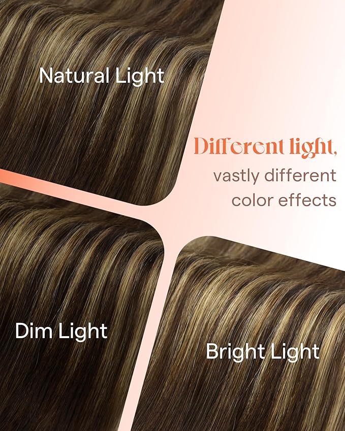 Sunny Hair Tape in Hair Extensions Real Human Hair Invisible Remy Hair Extensions Tape ins for Women Dark Brown Ombre Caramel Blonde Balayage 24 inch 25G
