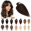SEGO Hair Toppers for Women Real Human Hair With Bangs, 7 * 13CM Silk Base 100% Remy Human Hair Clip in Top Wiglet Hairpieces Add Volume -6 Inch Dark Brown