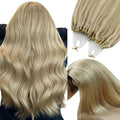 YoungSee Micro Bead Hair Extensions Real Human Hair Blonde Microlink Hair Extensions Human Hair Blonde Highlighted Ash Blond Bead Hair Extension 20Inch Pre Bonded Hair Extension for Wedding 50g 50s