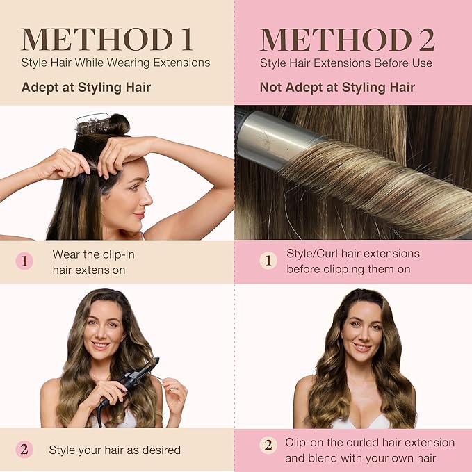 GOO GOO Clip in Hair Extensions Real Human Hair, Remy Human Hair Extensions Clip ins for Women, Natural Human Hair, 20inch 110g 7Pcs, 2/6/2 Balayage Dark Brown to Chestnut Brown