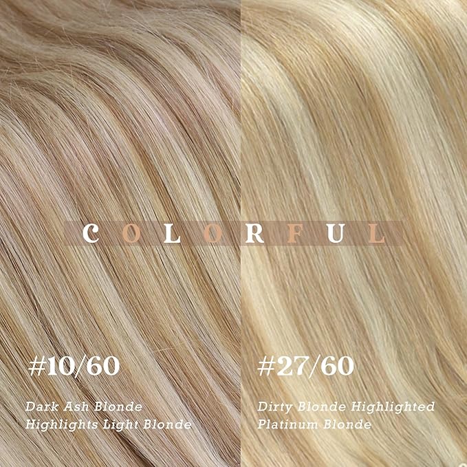 Ve Sunny Human Hair Clip in Hair Extensions Highlights Hair Extensions Real Human Hair Clip ins Caramel Blonde with Platinum Blonde Clip in Hair Extensions Human Hair 14 Inch 7pcs 100g