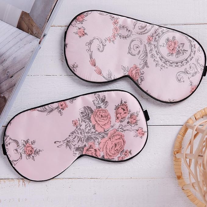 100% Pure Silk Eye Mask Sleep Eye Mask Eye Cover Eyeshade Sleeping Eye Mask Floral Colors (#1)